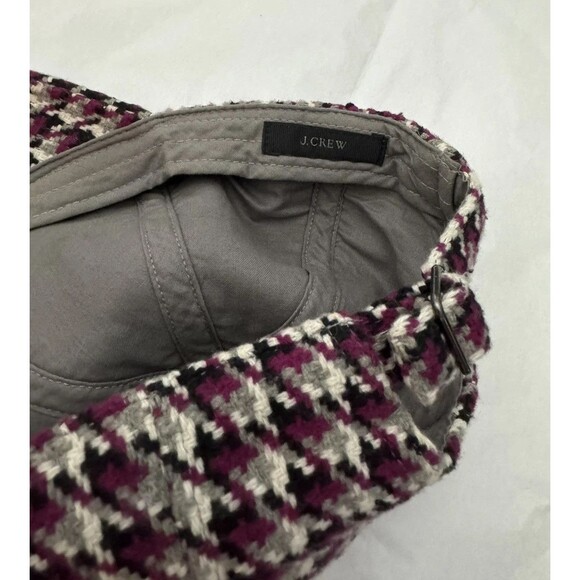 J. Crew Houndstooth Purple Gray Wool Blend Cap 100% Cotton Lining One Size Adj - Picture 10 of 14